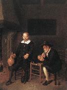 BREKELENKAM, Quiringh van, Interior with Two Men by the Fireside f